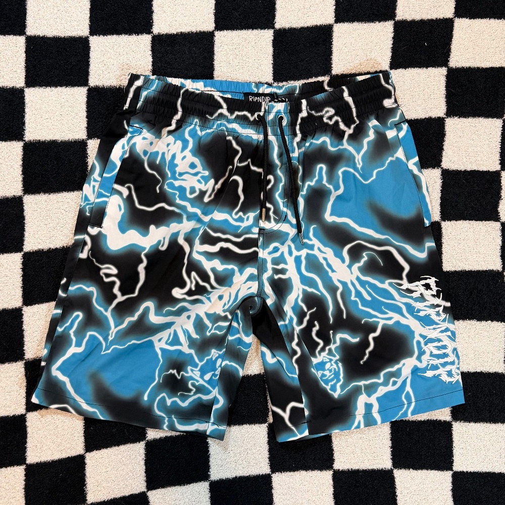 ripndip nikola electric black & blue board shorts size large